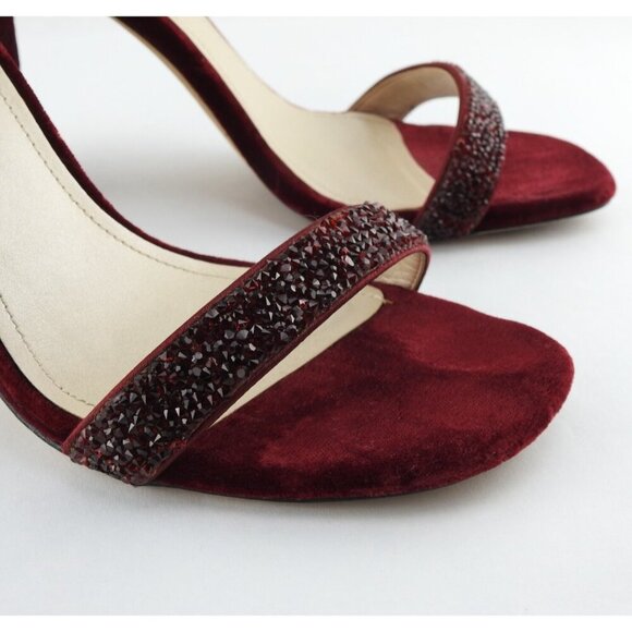 Women's 10 M White House Black Market Burgundy Pink Suede Ankle Strap Shoes Heel - Picture 5 of 13